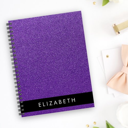 Purple Glitter Glitter Background Your Name Notebook