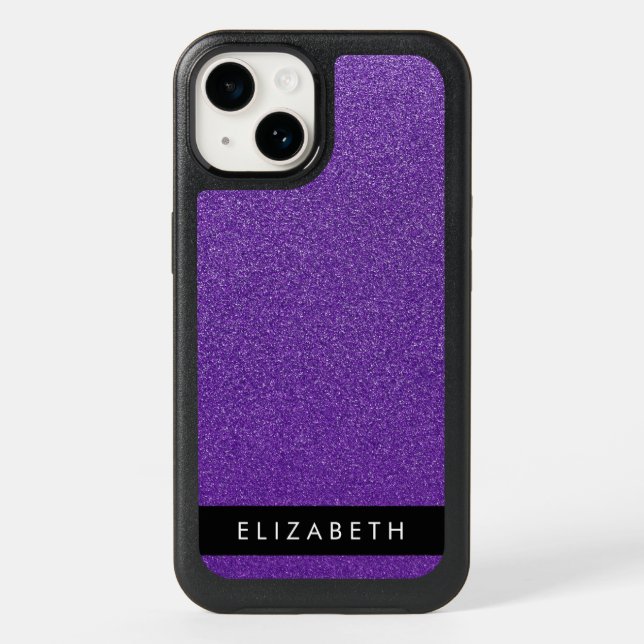 Purple Glitter, Glitter Background, Your Name Otterbox iPhone Case (Back)