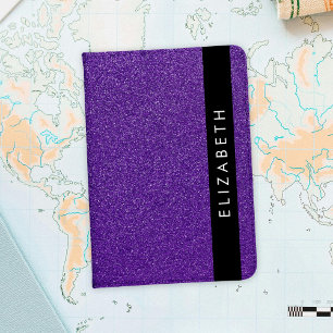 Purple Glitter, Glitter Background, Your Name Passport Holder
