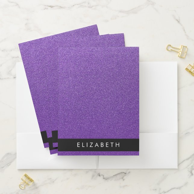 Purple Glitter, Glitter Background, Your Name Pocket Folder (In Situ)