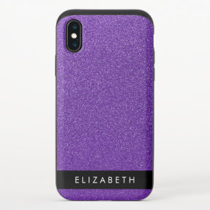 Purple Glitter, Glitter Background, Your Name iPhone X Slider Case