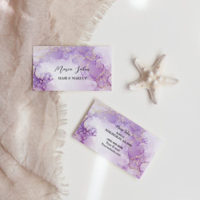 Purple glitter gold  watercolor Business Card (Creator Uploaded)