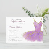 Purple Glitter Gown Quinceanera Invitation (Standing Front)
