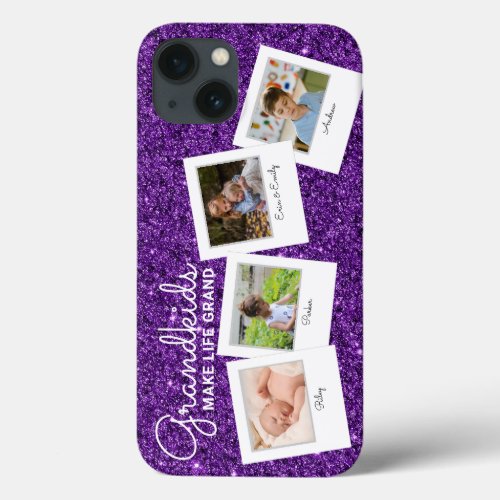 Purple Glitter Grandkids Make Life Grand iPhone 13 Case