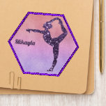 Purple Glitter Gymnast With Name Patch
