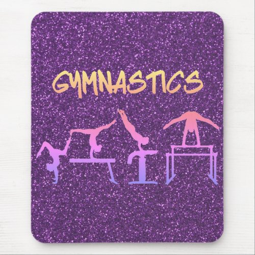 Purple Glitter Gymnastics Mouse Pad