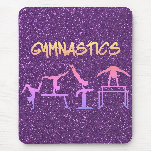 Purple Glitter Gymnastics Mouse Pad (Front)