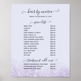 Purple Glitter Hair Salon Price List Poster