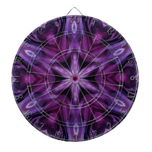 Purple Glitter Heart & Flower Kaleidoscope Pattern Dart Board