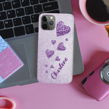 Purple Glitter Hearts Lavender Iphone 11 Pro Case by InkSpace at Zazzle