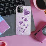 Purple Glitter Hearts Lavender Iphone 11 Pro Case at Zazzle