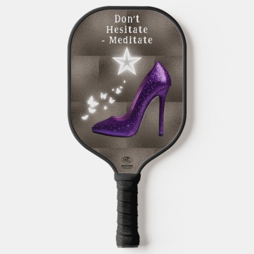 Purple Glitter High Heel Shoe on Gray  Pickleball Paddle