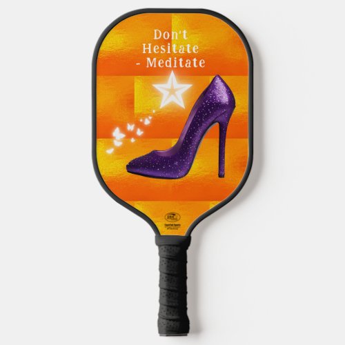 Purple Glitter High Heel Shoe on Orange  Pickleball Paddle