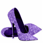 Purple Glitter High Heel Shoes Statuette<br><div class="desc">Elegant purple glitter high heel shoe photo sculpture. You can choose your size, quantity and product type by choosing the customize it button to begin. Please note - all of the designs you will find on Zazzle are printed graphics with no actual glitter, jewels, bows, raised, embossed, or added parts...</div>