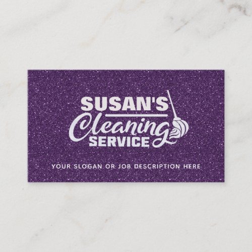 Purple Glitter House Cleaning Business Cards