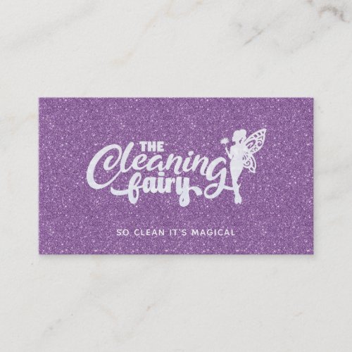 Purple Glitter House Cleaning Business Cards