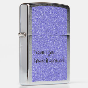 Purple Glitter I Made It Awkward Zippo Lighter