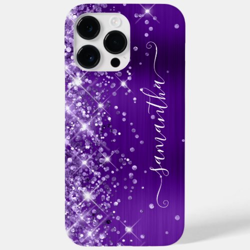 Purple Glitter Indigo Glam Girly Signature Case_Mate iPhone 14 Pro Max Case