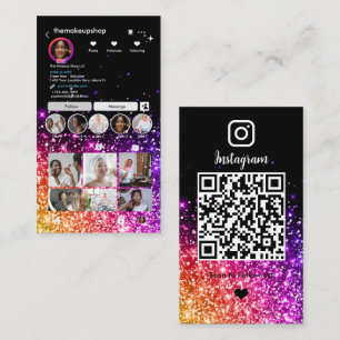 Purple Glitter   Instagram QR Code Business Card