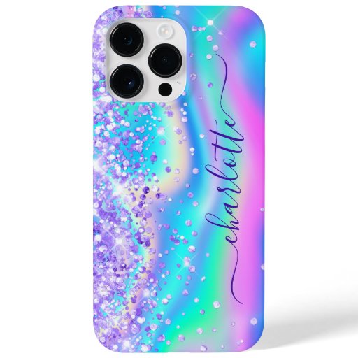 Purple Glitter Iridescent Glam Girly Signature Case-Mate iPhone 14 Pro Max Case