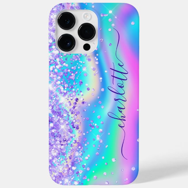 Purple Glitter Iridescent Glam Girly Signature Case-Mate iPhone Case (Back)