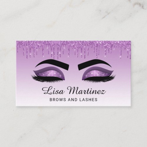 Purple Glitter Lash Brow Beauty Business Card