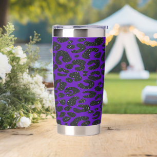 Purple Glitter Leopard Print Insulated Tumbler