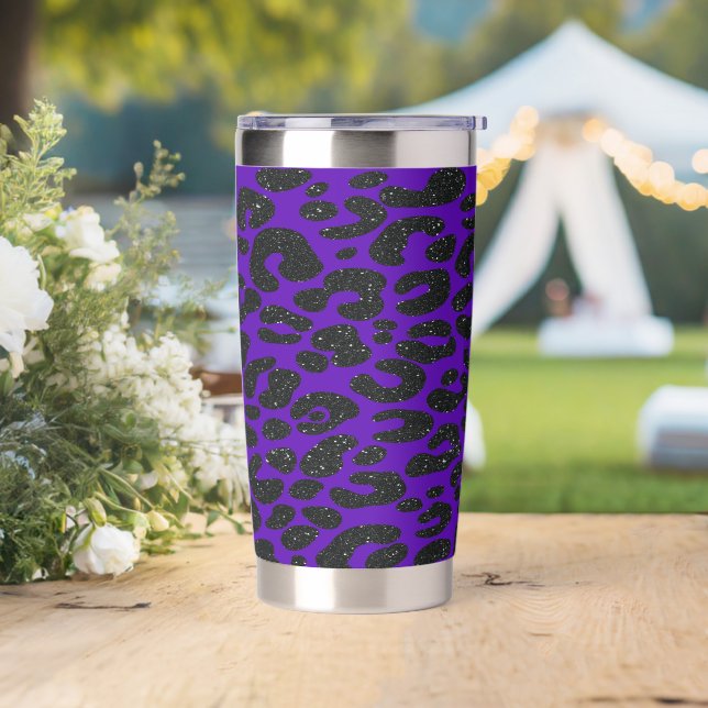 Purple Glitter Leopard Print  Insulated Tumbler (Wedding)