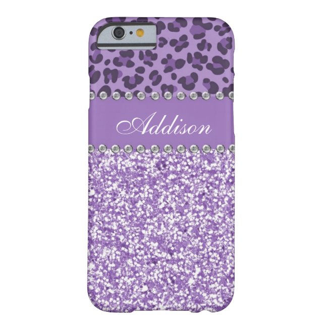 Purple Glitter Leopard Rhinestone Girly Case (Back)