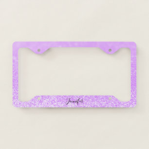 Purple Glitter Lights Personalized License Plate Frame