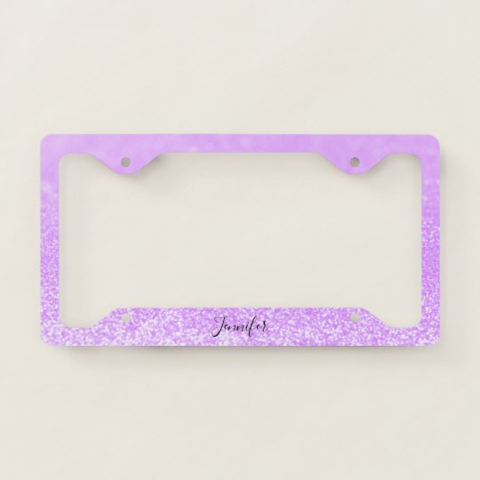 Purple Glitter Lights Personalized License Plate Frame
