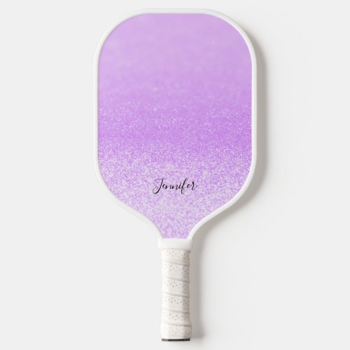 Purple Glitter Lights Personalized Pickleball Paddle