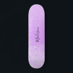 Purple Glitter Lights Personalized Skateboard<br><div class="desc">Easily personalize this custom purple faux glitter skateboard deck. Makes a great gift for for a girl skater. NOT ACTUAL GLITTER</div>