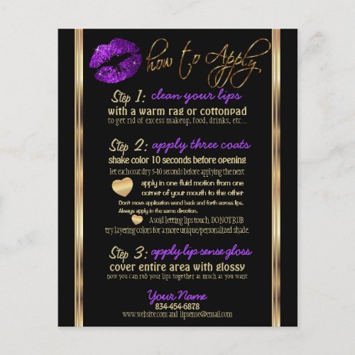 Purple Glitter Lip Instructions Flyer