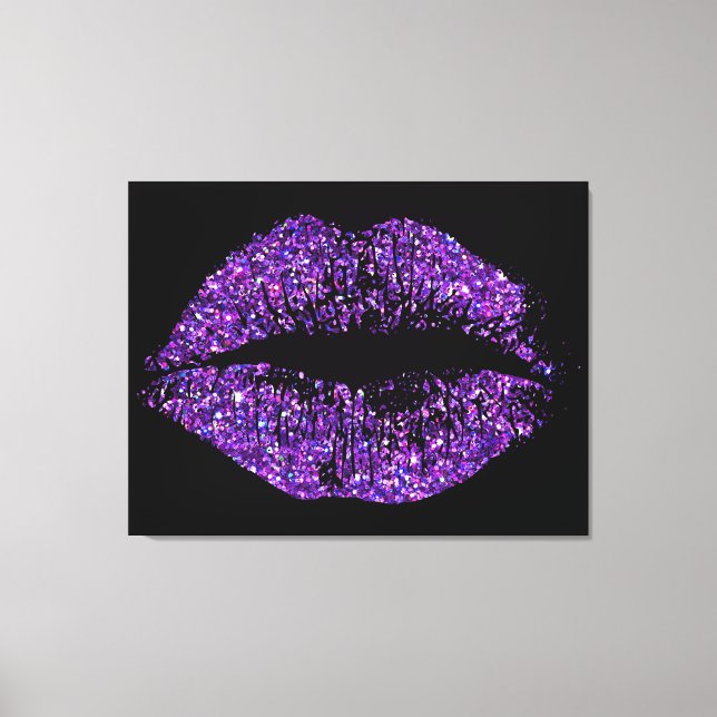 Purple Glitter Lips #2 Canvas Print (Front)