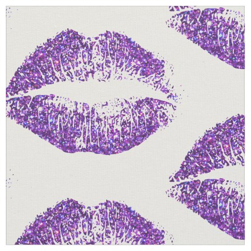 Purple Glitter Lips #2 Fabric