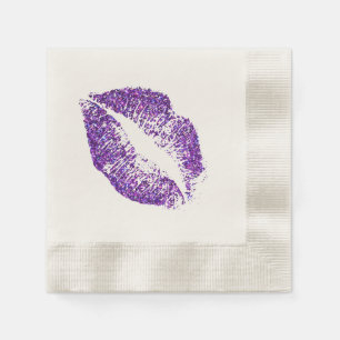 Purple Glitter Lips #3 Napkins