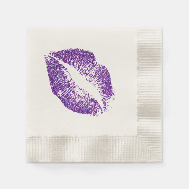 Purple Glitter Lips #3 Napkins (Front)