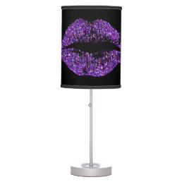 Purple Glitter Lips #3 Table Lamp