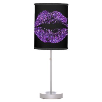 Purple Glitter Lips #3 Table Lamp by nhanyi at Zazzle