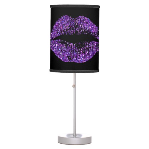 Purple Glitter Lips 3 Table Lamp