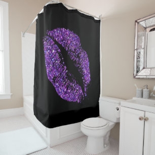 Purple Glitter Lips #5 Shower Curtain