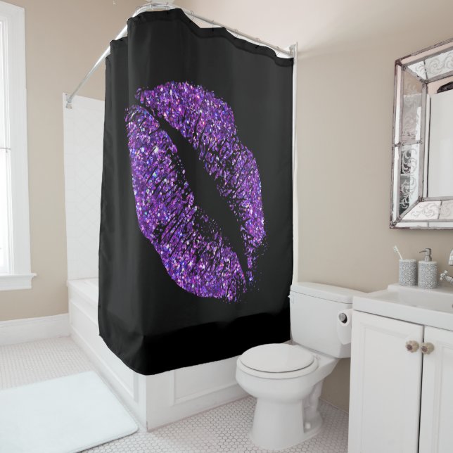 Purple Glitter Lips #5 Shower Curtain (In Situ)