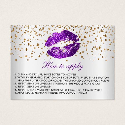 Purple Glitter Lips Application Instructions (Front)