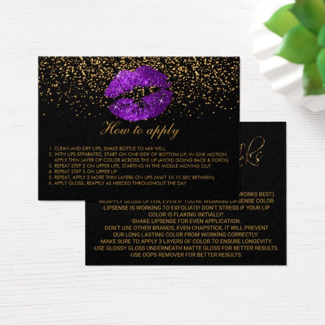 Purple Glitter Lips Application Instructions (Desk)