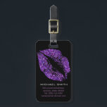 Purple Glitter Lips Bag Tag<br><div class="desc">Purple Glitter Lips. Please Select Customize. Remove or change Information prior to purchase. Design is available on other products.</div>