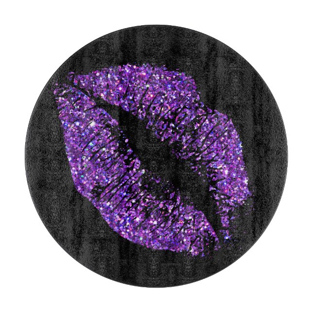 Purple Glitter Lips Cutting Board (Front)