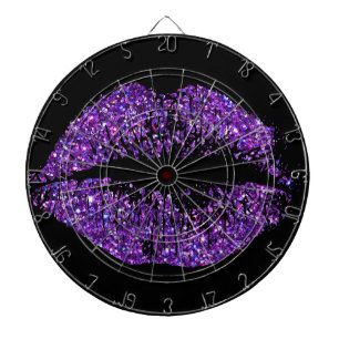 Purple Glitter Lips Dartboard With Darts