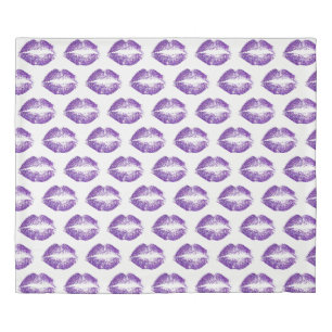 Purple Glitter Lips Duvet Cover