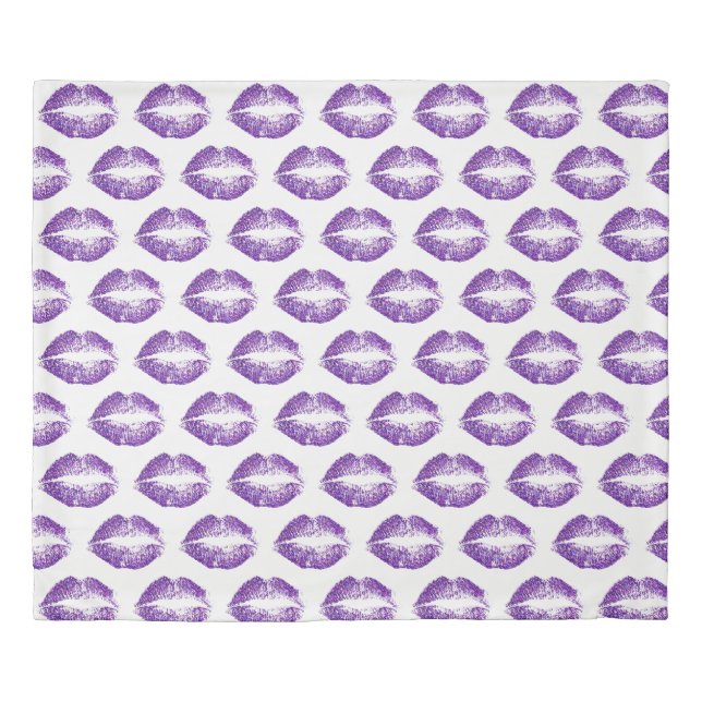 Purple Glitter Lips Duvet Cover (Front)
